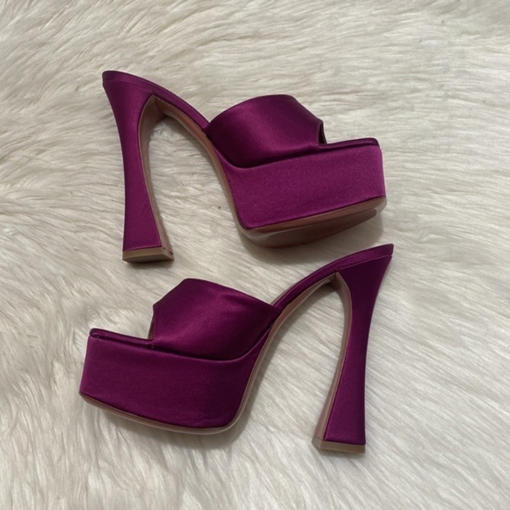 Amina Muaddi‎ Dalida silk satin platform sandal size 36EU - Picture 4 of 12